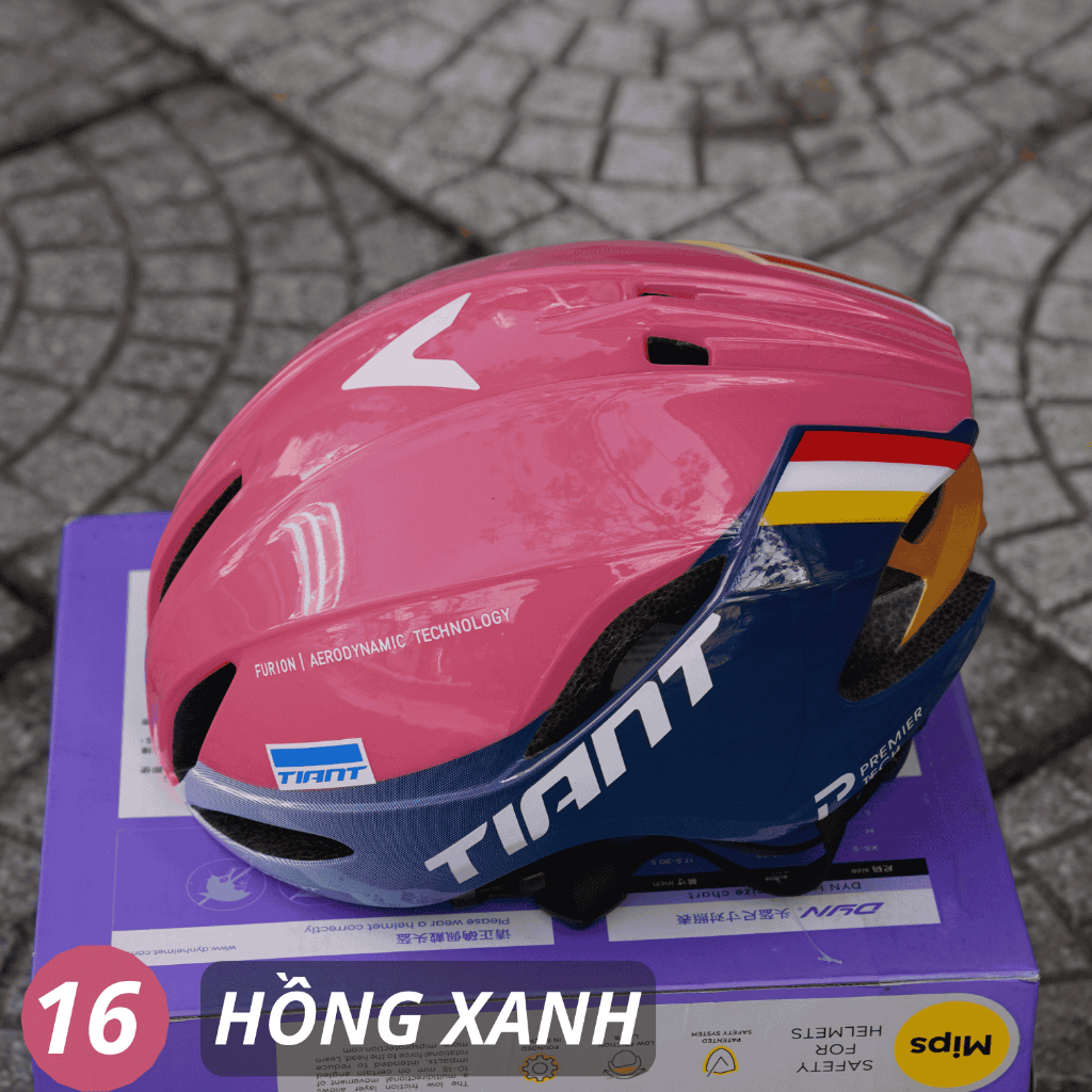 NÓN XE ĐẠP THỂ THAO TIANT D03 - HỒNG XANH - khóa cài chắc chắn cam kết chất lượng TIANT HELMET