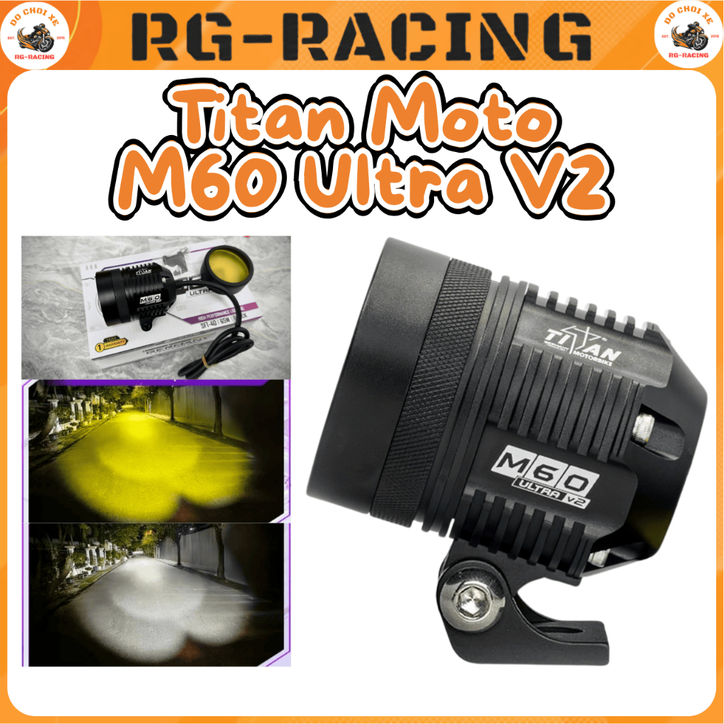 Đèn Trợ Sáng Titan Moto M60 Ultra V2 65W Pha Luminus SFT-40 6000K