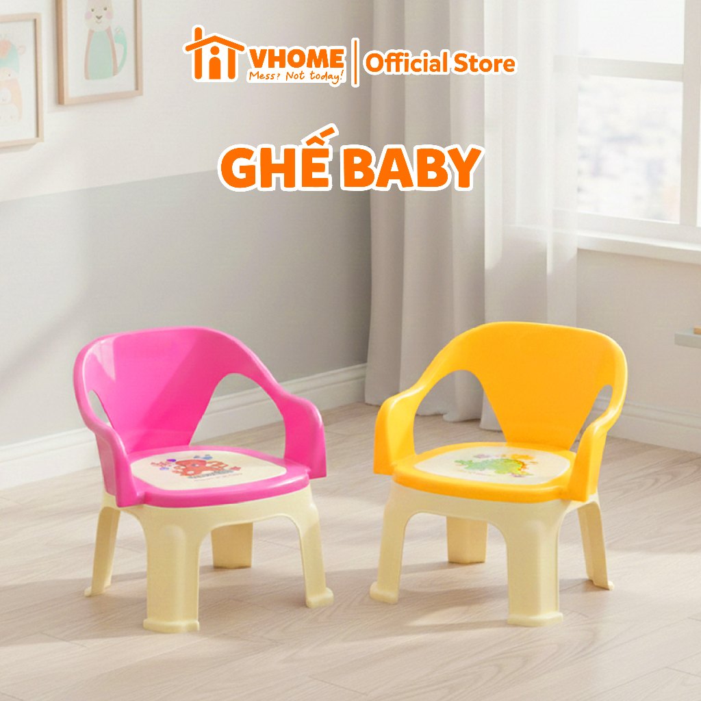 Ghế Nhựa Em Bé Vĩ Hưng - Nhựa PP Bền Đẹp, Chống Trượt, Có Tựa Lưng Và Tay Vịn Chắc Chắn