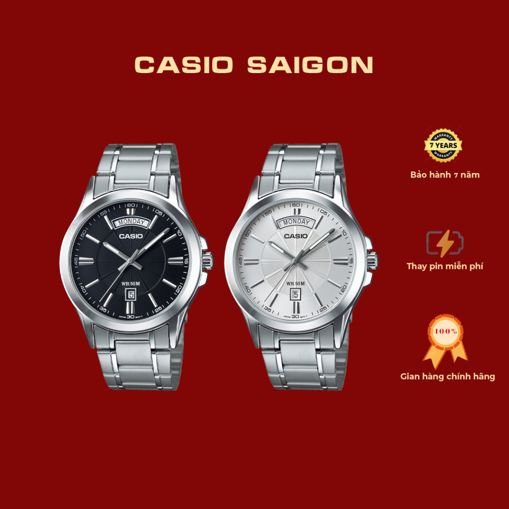 (Chính Hãng) Casio Nam MTP-1381D Dây Kim Loại Mặt Xanh Size 40mm - Bảo Hành 7 Năm