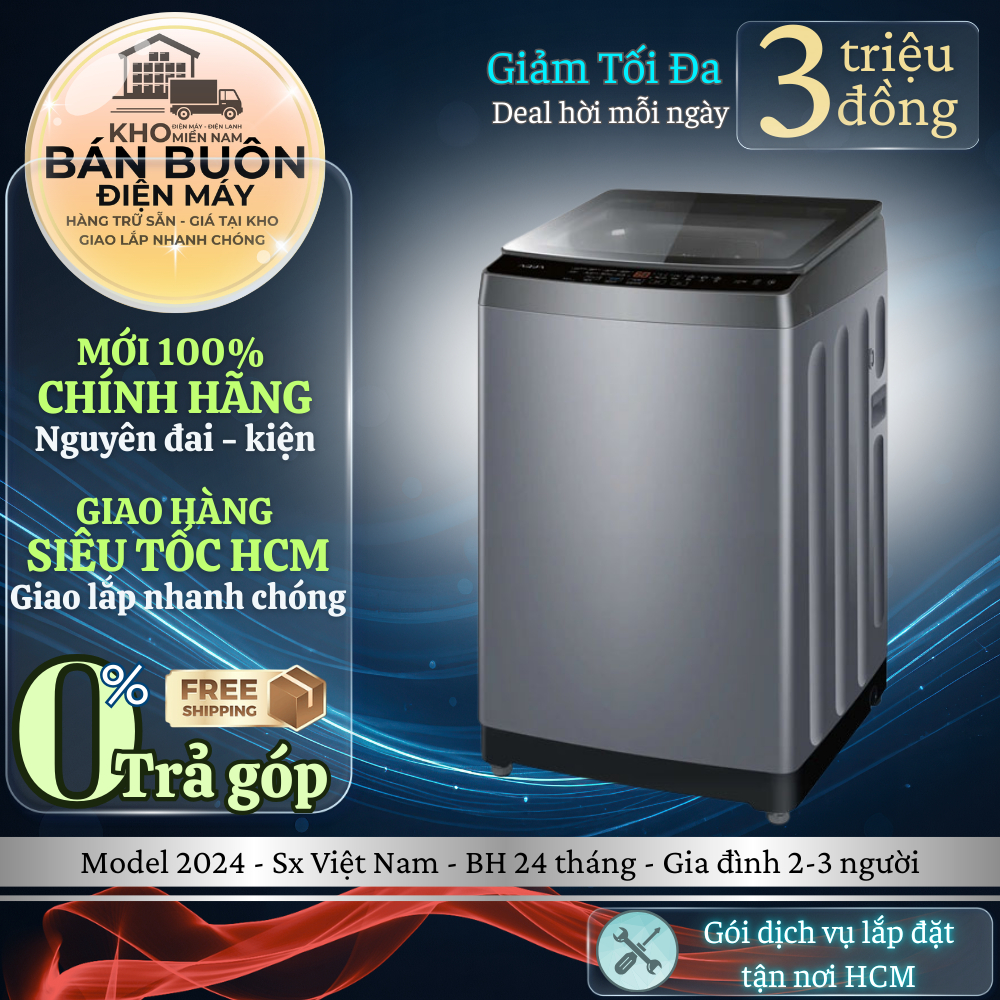 AWM72-316K(S) Máy giặt Aqua 7.2 kg Phù hợp gia đình 2-3 người - Bảo hành 2 năm - Hàng chính hãng