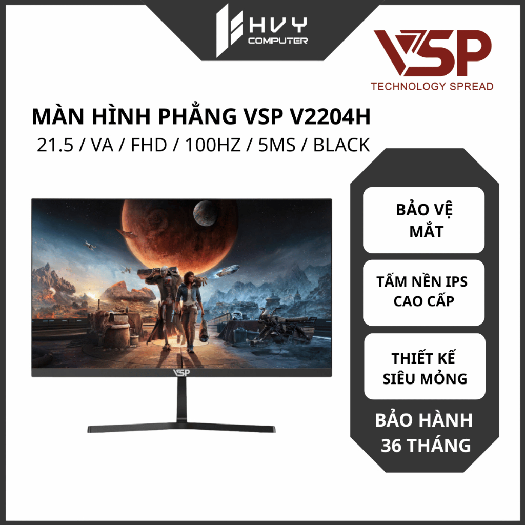 Màn hình phẳng VSP V2204H 21.5 / VA / FHD / 100Hz / 5ms / Black - Hàng chính hãng