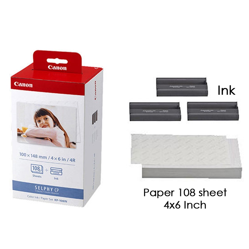 Hộp giấy mực Canon KP108in gồm 108 tờ giấy và 3 băng mực