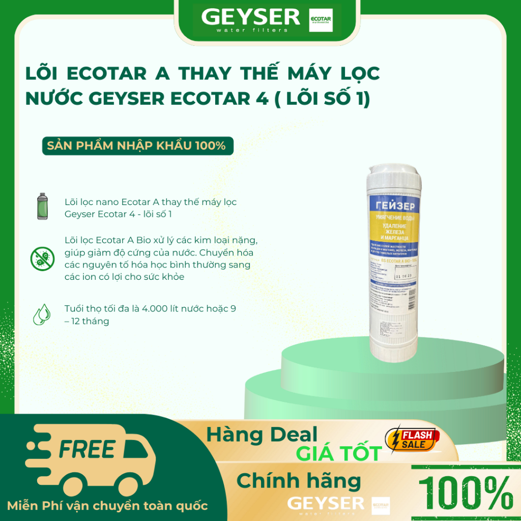 Lõi Lọc Nước Geyser Ecotar 4 Nano Ecotar A Bio New - Hàng Chính Hãng Geyser Việt Nam