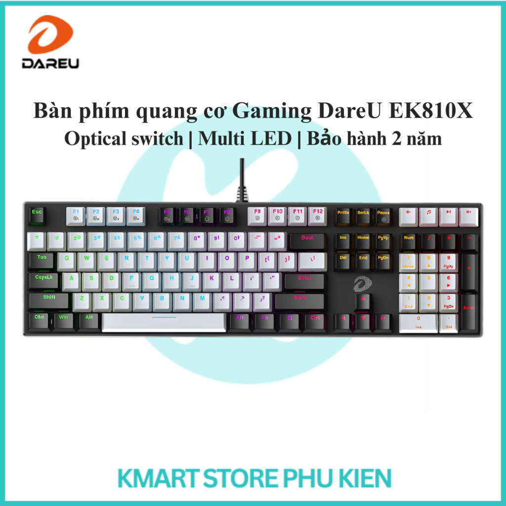 Bàn phím quang cơ Gaming DareU EK810X | Optical switch | Multi LED | Bảo hành 2 năm