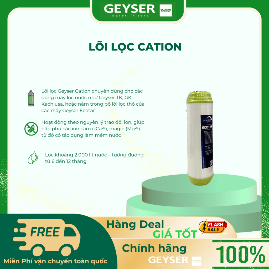 Lõi Lọc Geyser Cation - Hàng Chính Hãng Geyser Việt Nam