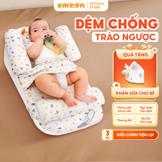 Đệm chống trào ngược cho bé Emoon cao cấp có gối chặn kèm đai cố định giúp bảo vệ cột sống cho bé