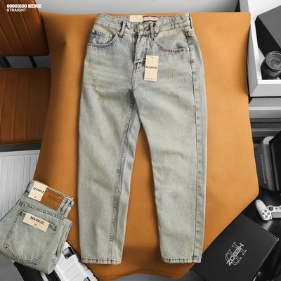 [FORM RỘNG] Quần jean nam Heboz dáng suông D111, quần dài nam denim wash ống rộng cao cấp - 00003100