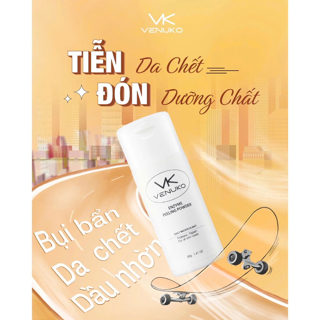 Bột Tẩy Tế Bào Chết Enzyme VENUKO Enzyme Peeling Powder | Làm Sạch Da Chết, Lỗ Chân Lông, pH 5.5 Dịu