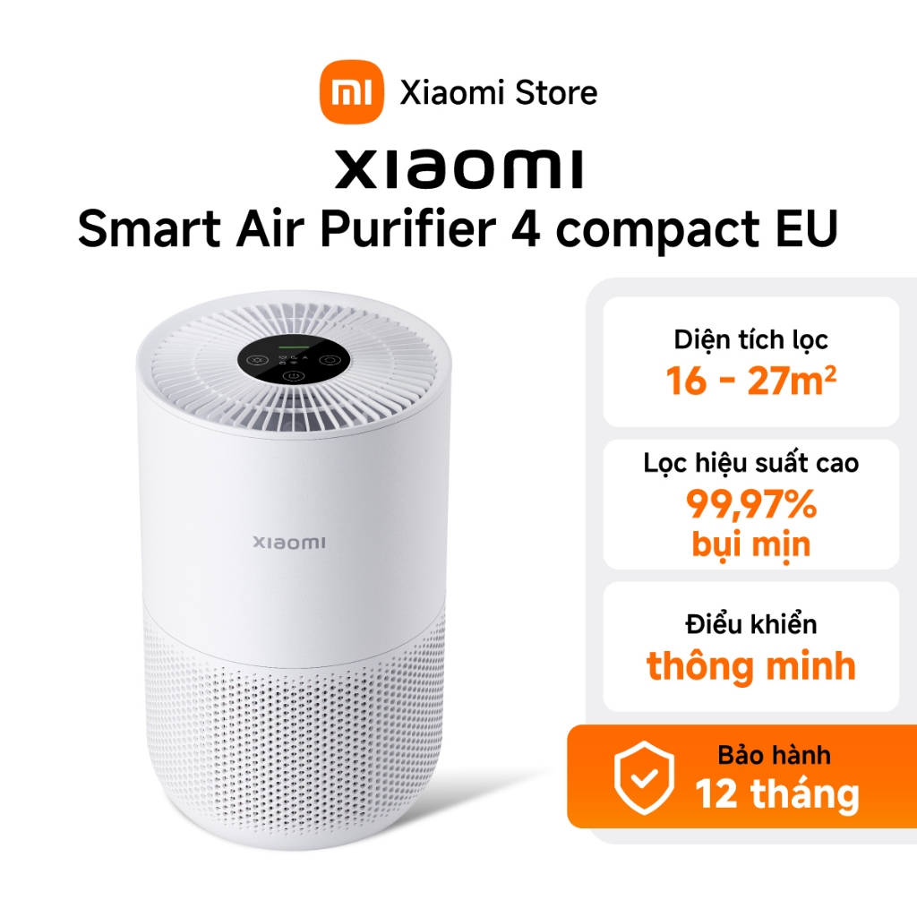 Xiaomi Máy lọc không khí thông minh Smart Air Purifier 4 Compact EU | 99,97% bụi mịn | 16 - 27m² - BH 1 năm chính hãng