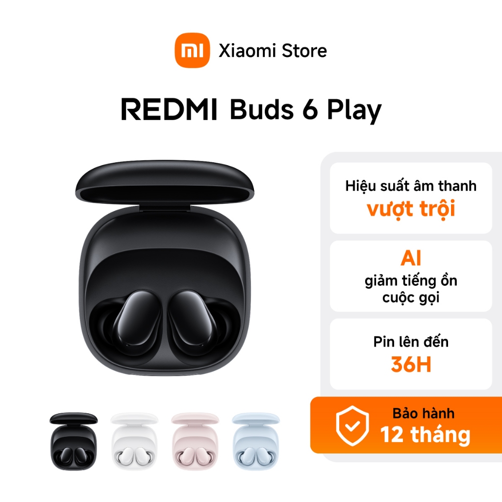 Xiaomi Tai nghe Bluetooth TWS thông minh Buds 6 Play | AI giảm tiếng ồn | Pin lên đến 36h - BH 1 năm chính hãng