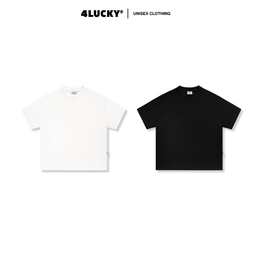 Combo 2 Áo Thun Boxy Trơn Nam Nữ 4LUCKY 6405, Áo Thun Form Boxy Basic Cổ Tròn Local Brand Unisex