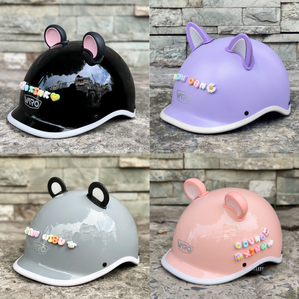 Nón bảo hiểm Cá Heo Varo nam nữ cao cấp, tặng kèm quà tặng tai gấu và charm tên