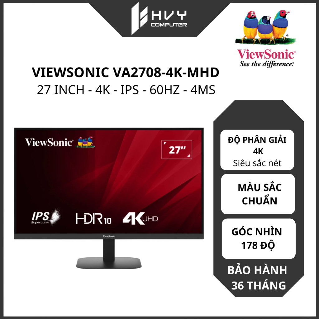 Màn hình ViewSonic VA2708-4K-MHD | 27inch/IPS/UHD/60Hz/4ms - Hàng chính hãng