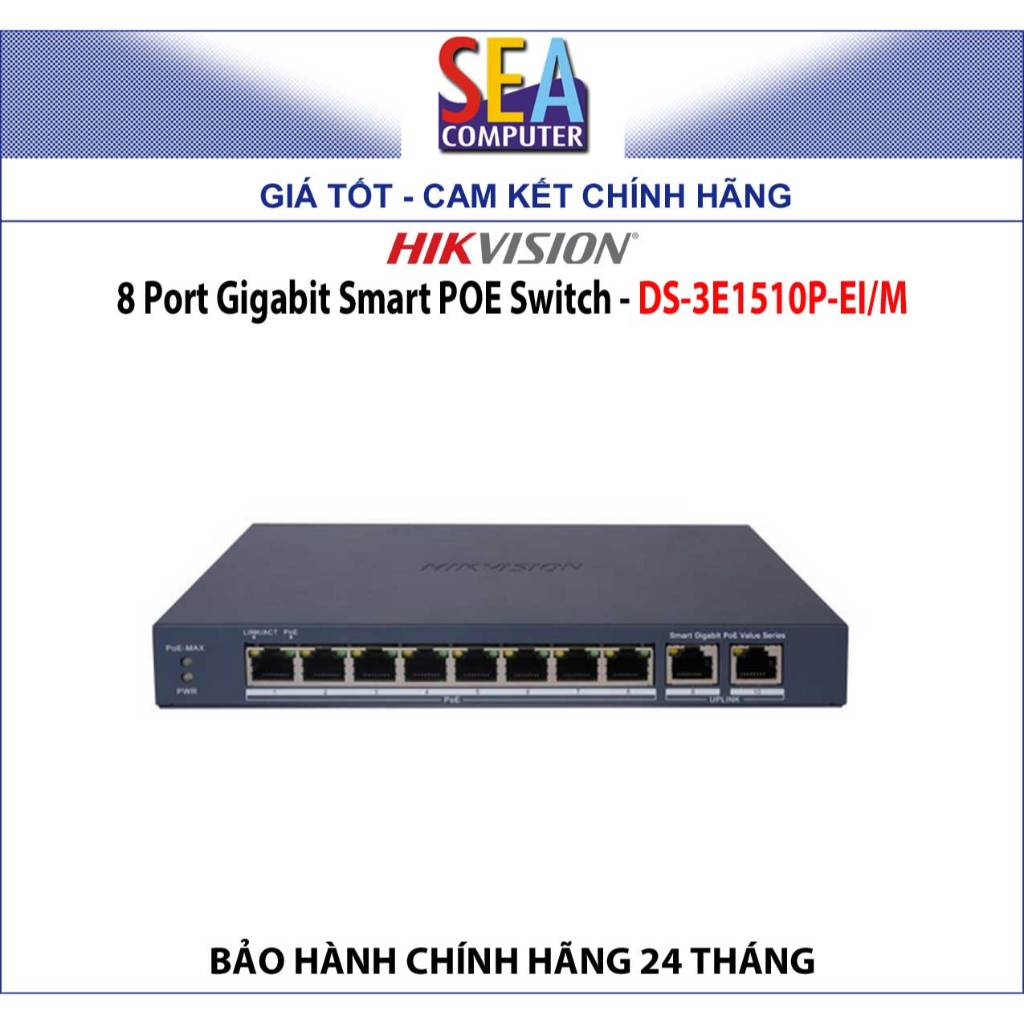 HIKVISION 8 Port Gigabit Smart POE Switch - DS-3E1510P-EI/M