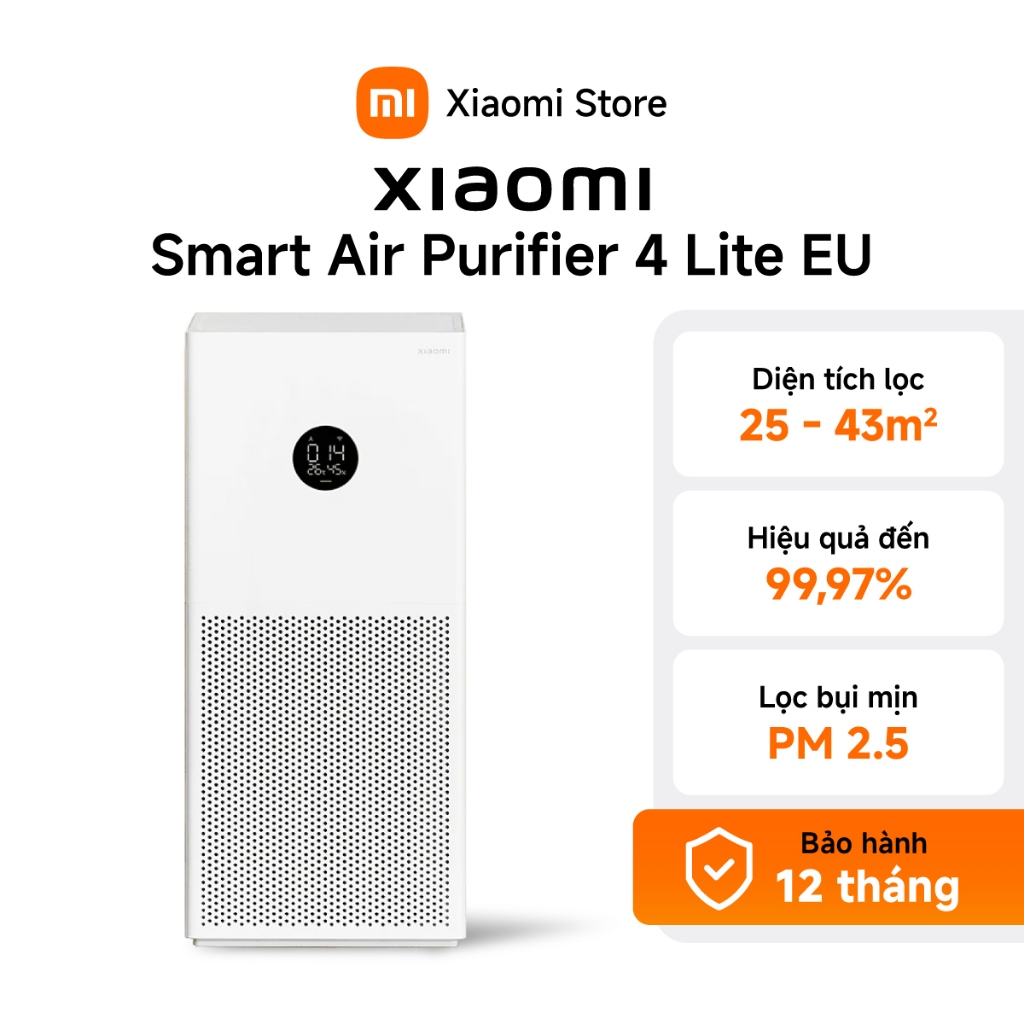Xiaomi Máy lọc không khí thông minh Smart Air Purifier 4 Lite EU | 5 - 43m² | 99,97% bụi mịn - BH 1 năm chính hãng