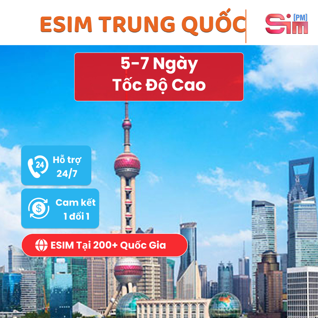 Esim Trung Quốc - Sim du lịch Trung Quốc 5-7 ngày tốc độ cao
