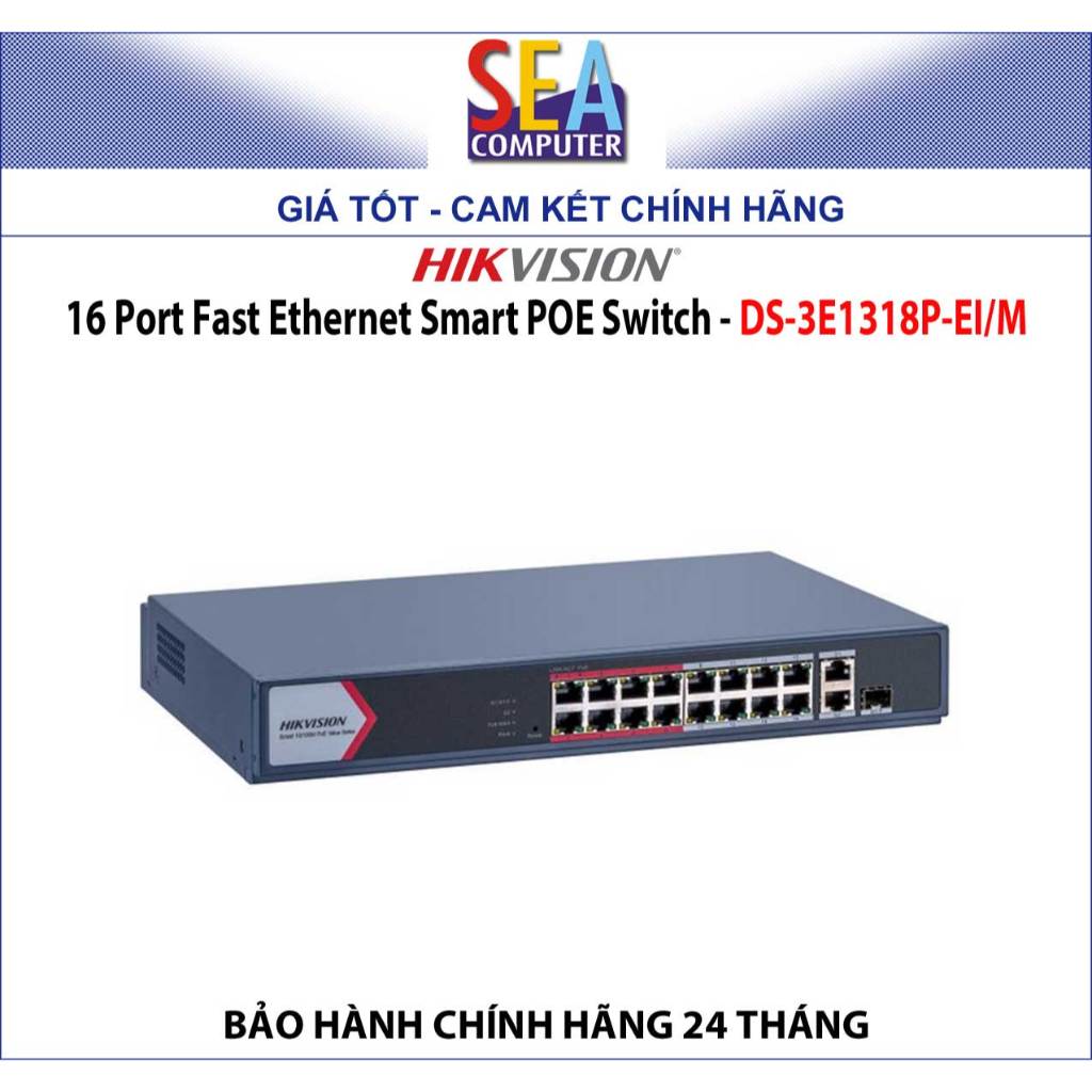 HIKVISION 16 Port Fast Ethernet Smart POE Switch - DS-3E1318P-EI/M