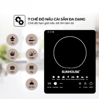 Bếp Từ SUNHOUSE Thế hệ mới, Bếp Từ Đơn Công suất 2200W Điều khiển cảm ứng, nấu siêu nhanh