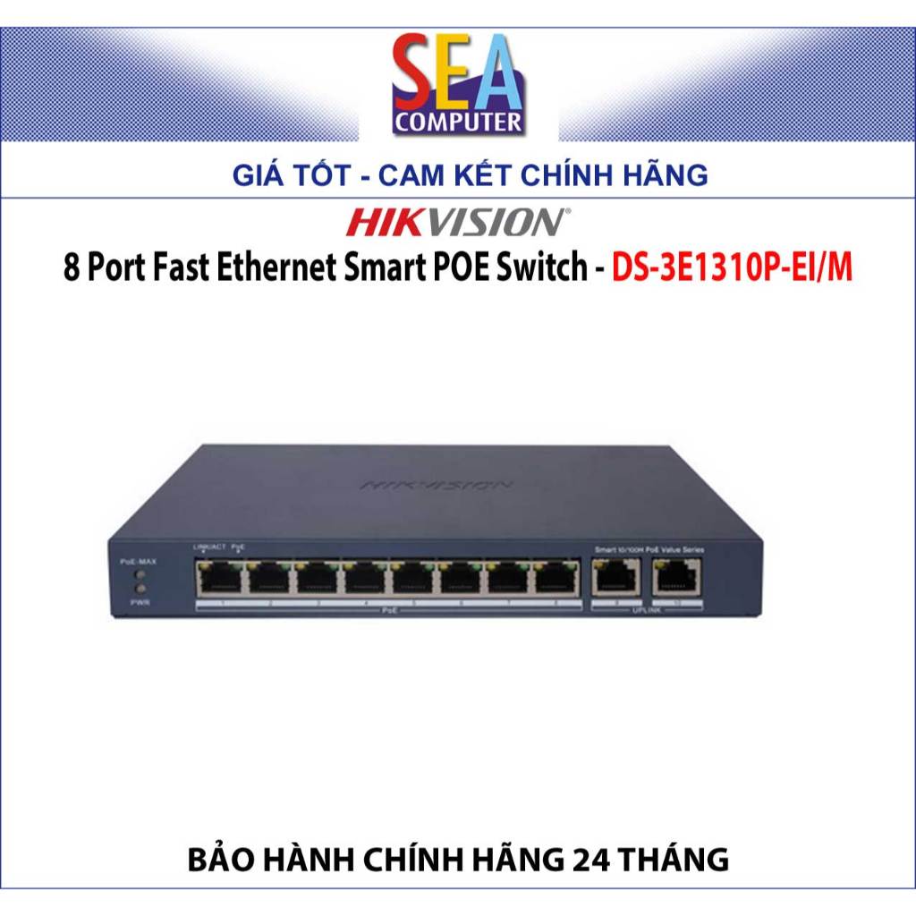 HIKVISION 8 Port Fast Ethernet Smart POE Switch - DS-3E1310P-EI/M