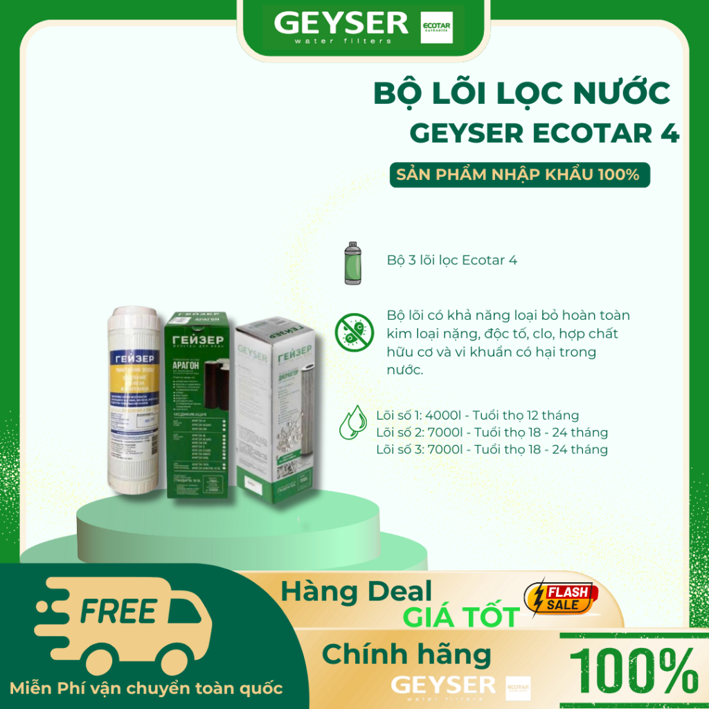 Bộ Lõi Lọc Nước GEYSER ECOTAR 4 - Hàng Chính Hãng