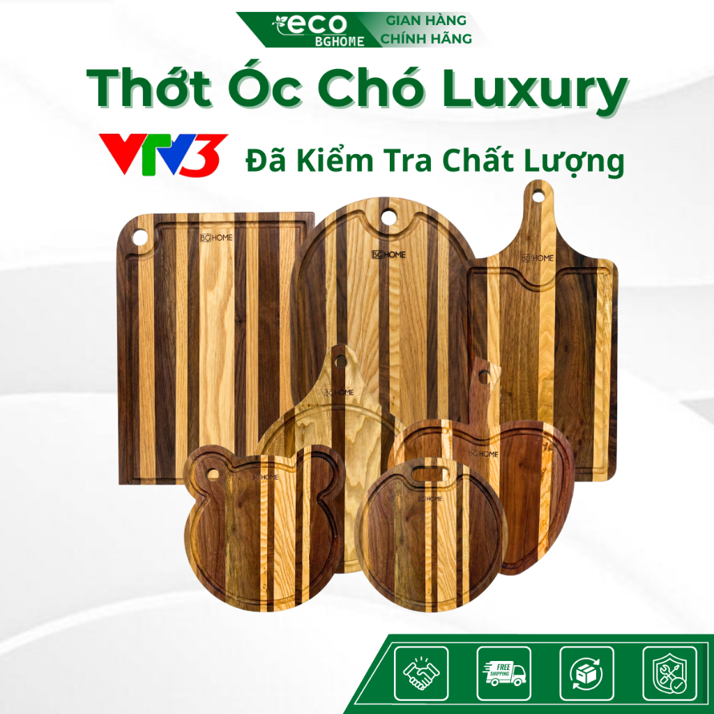 Thớt Gỗ Óc Chó Luxury Đủ Size , Kiểu Dáng , Dùng Để Cắt Thái, Trang Trí, Decor Eco BGHOME