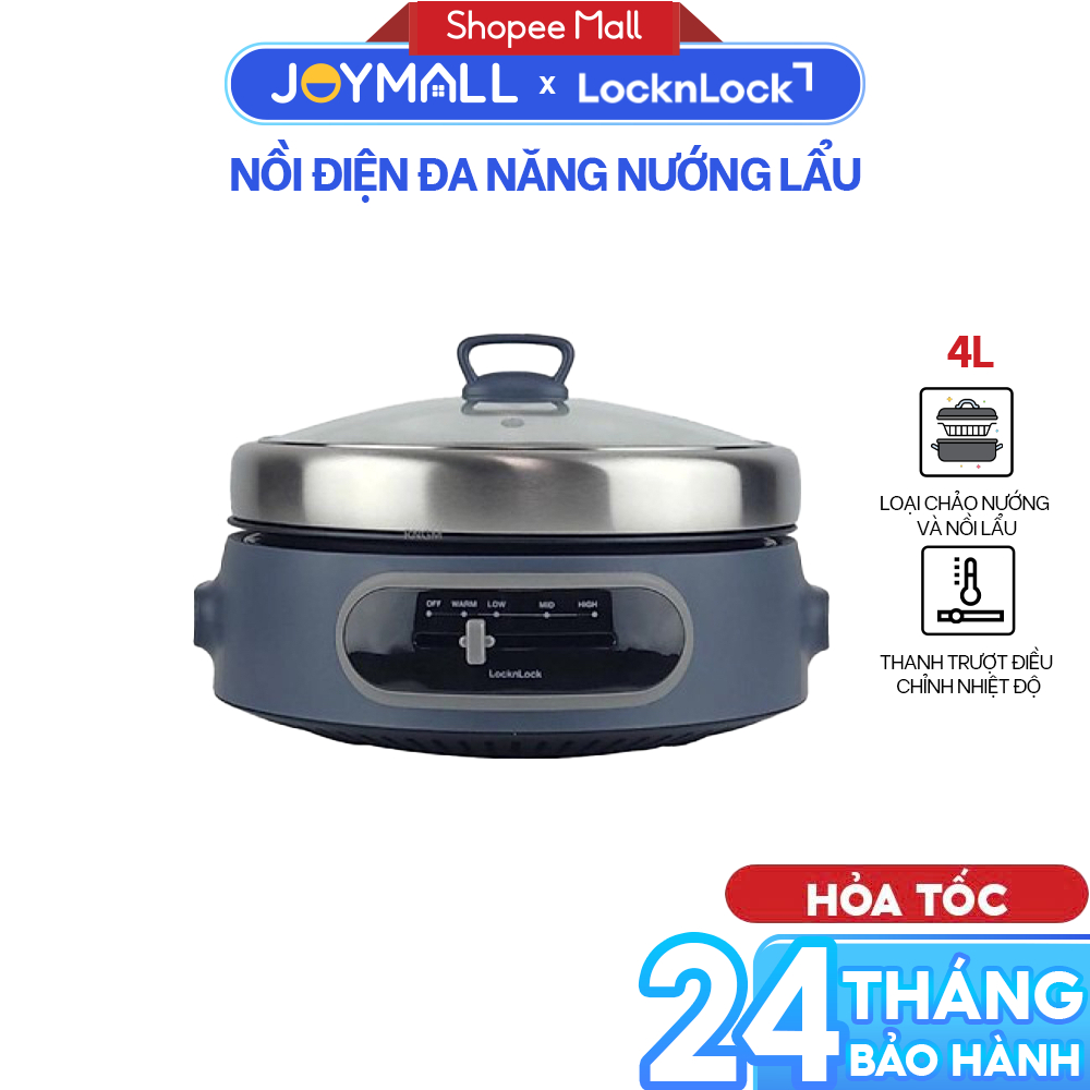 Nồi Điện Đa Năng Nướng Lẩu LocknLock Multi Cooker EJP542NVY 4L, Hàng Chính Hãng - JoyMall