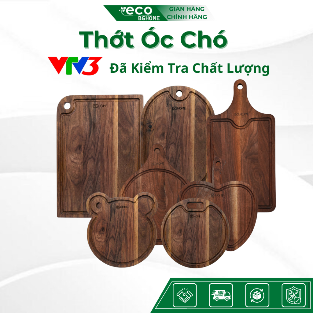 Thớt Gỗ Óc Chó Đủ Size , Kiểu Dáng , Dùng Để Cắt Thái, Trang Trí, Decor Eco BGHOME