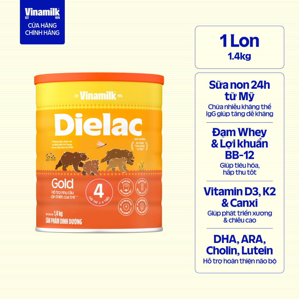 Sữa bột Vinamilk Dielac Gold 4 HT 1400g