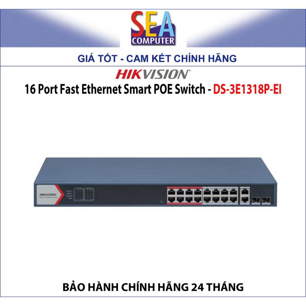 HIKVISION 16 Port Fast Ethernet Smart POE Switch - DS-3E1318P-EI