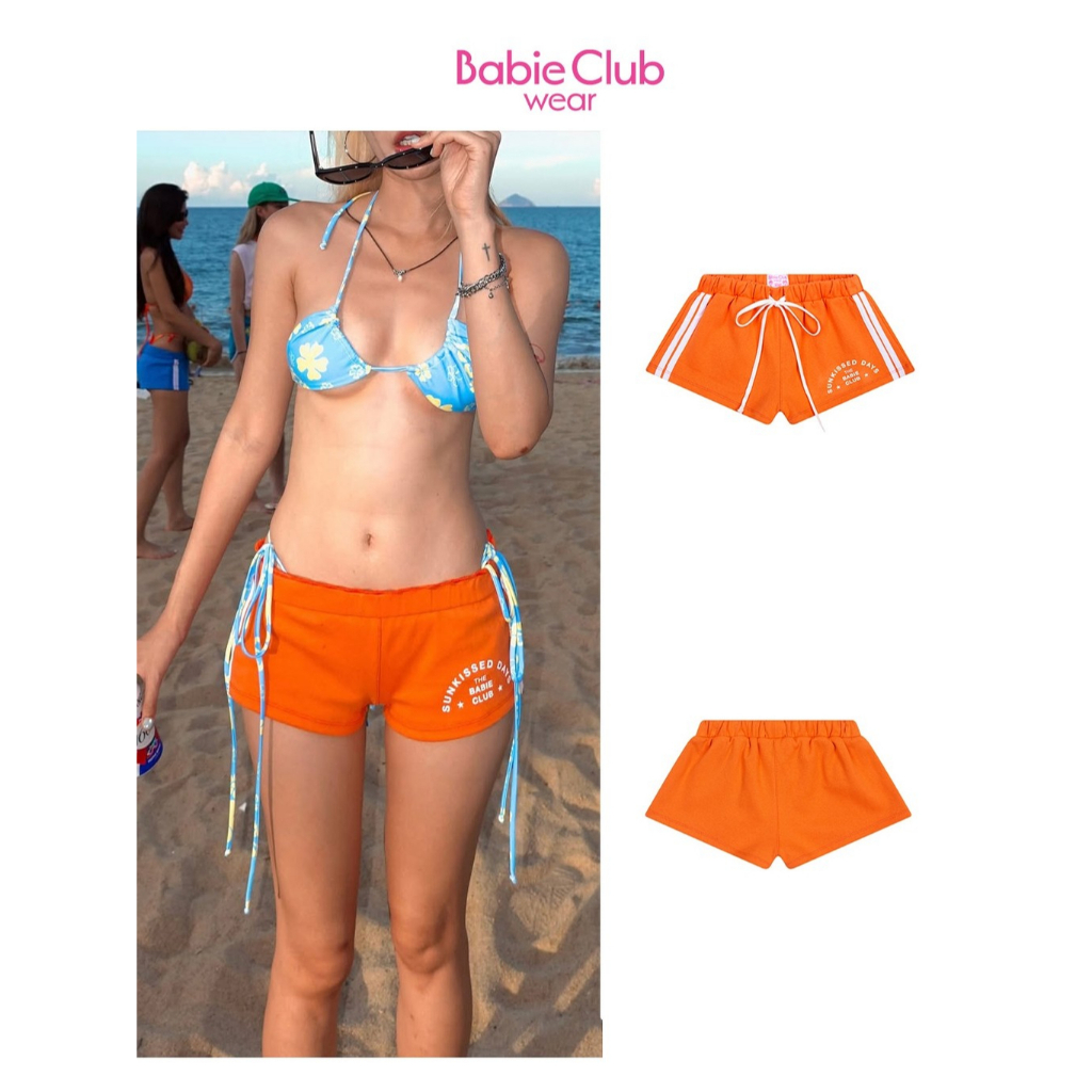 BABIE CLUB WEAR | QUẦN SHORT NỮ CẠP THẤP ĐI BIỂN MÀU CAM - BABIE SAILOR SHORT