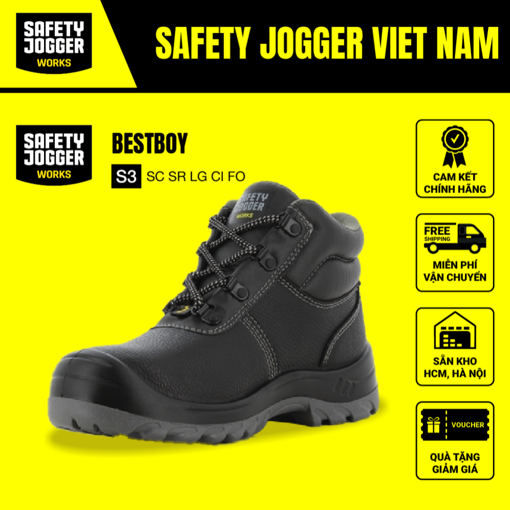 [CHÍNH HÃNG] Giày Bảo Hộ Safety Jogger Bestboy S3 Da Thật, Chống Thấm Nước, Đế Chống Hóa Chất