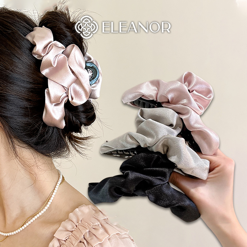Kẹp tóc nữ Eleanor Accessories lụa trơn basic phụ kiện tóc kẹp càng cua 11639