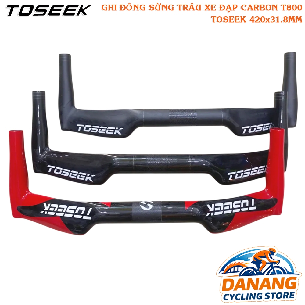 Ghi Đông Sừng Trâu Tay Lái Tính Giờ TT Xe Đạp Carbon T800 TOSEEK 31.8 x 420mm
