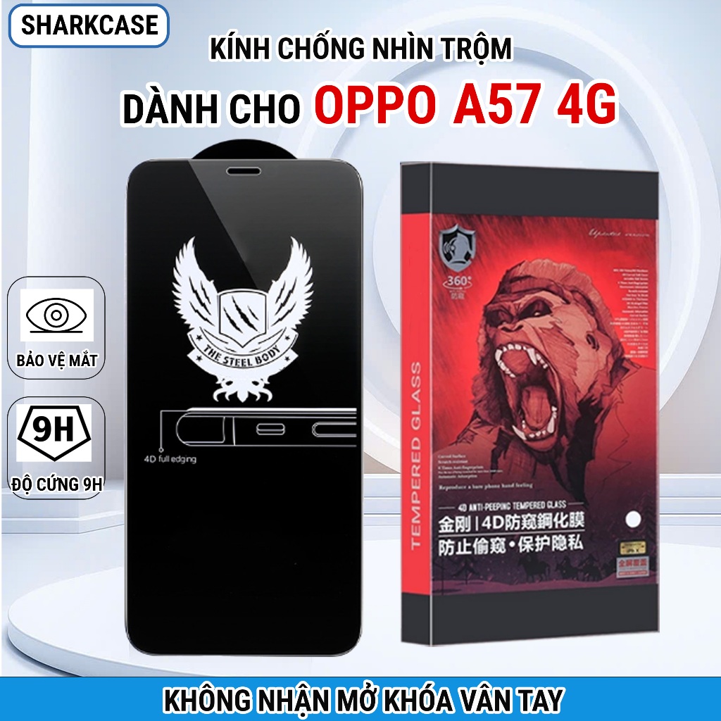 Kính cường lực Oppo A57 4G 2022, A77, A77S chống nhìn trộm full màn Miếng dán bảo vệ màn hình