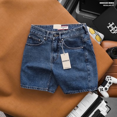 [FORM RỘNG] Quần short jean nam Heboz regular fit 3M, quần đùi nam chất denim basic - 00003126
