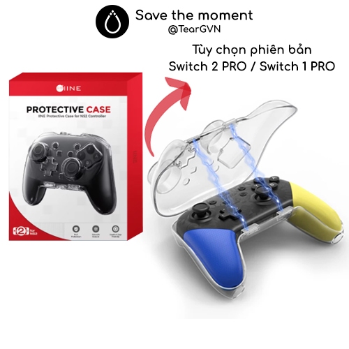 Hộp cứng trong suốt IINE đựng tay cầm Switch Pro Controller đóng mở bằng nam châm từ tính cho Ninten