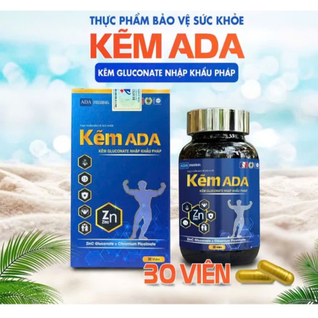 Kẽm ADA Hộp 30 viên ,Kẽm giúp tăng cường sức khỏe,hỗ trợ tăng testosteron cải thiện SLN....