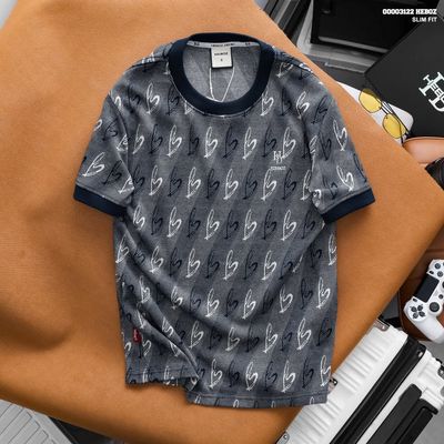 Áo thun nam Heboz love denim 2M, áo phông nam họa tiết trái tim basic - 00003122