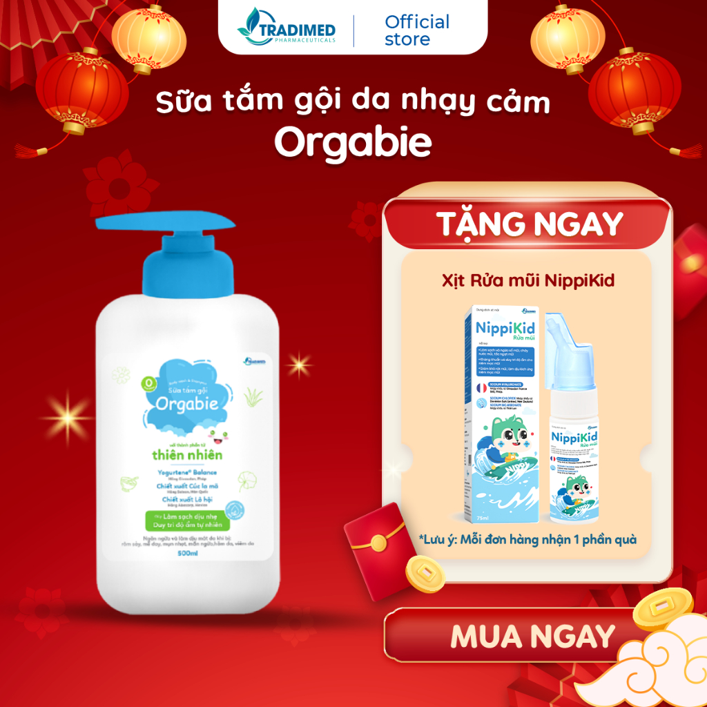 Sữa tắm cho da nhạy cảm Orgabie - Dưỡng ẩm dịu nhẹ, không gây khô da, thơm lâu