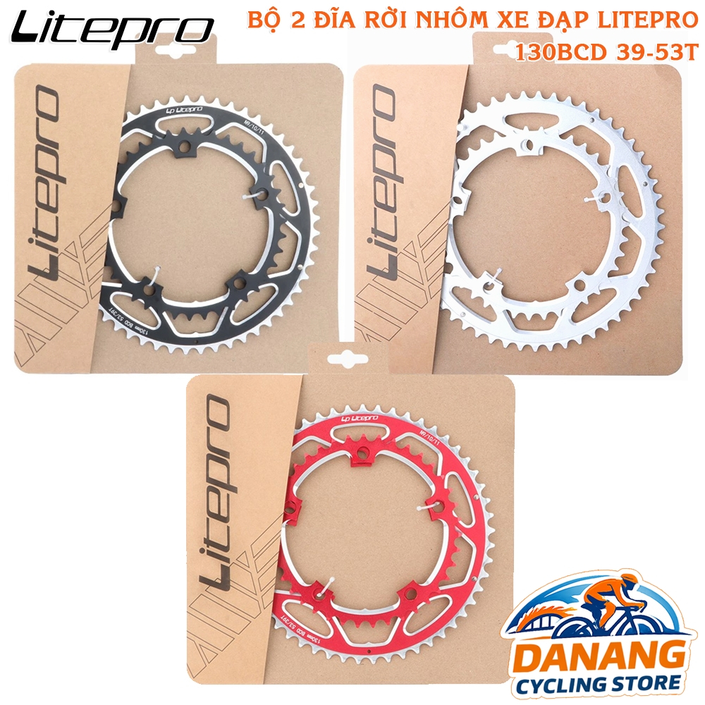 Bộ 2 Đĩa Rời Nhôm CNC Xe Đạp Litepro 130BCD 39-53T