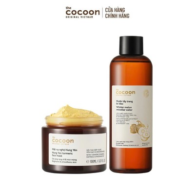 [MUA 2 GIẢM 40%] Combo Mặt nạ nghệ Hưng Yên Cocoon 100ml + Nước tẩy trang bí đao 500ml