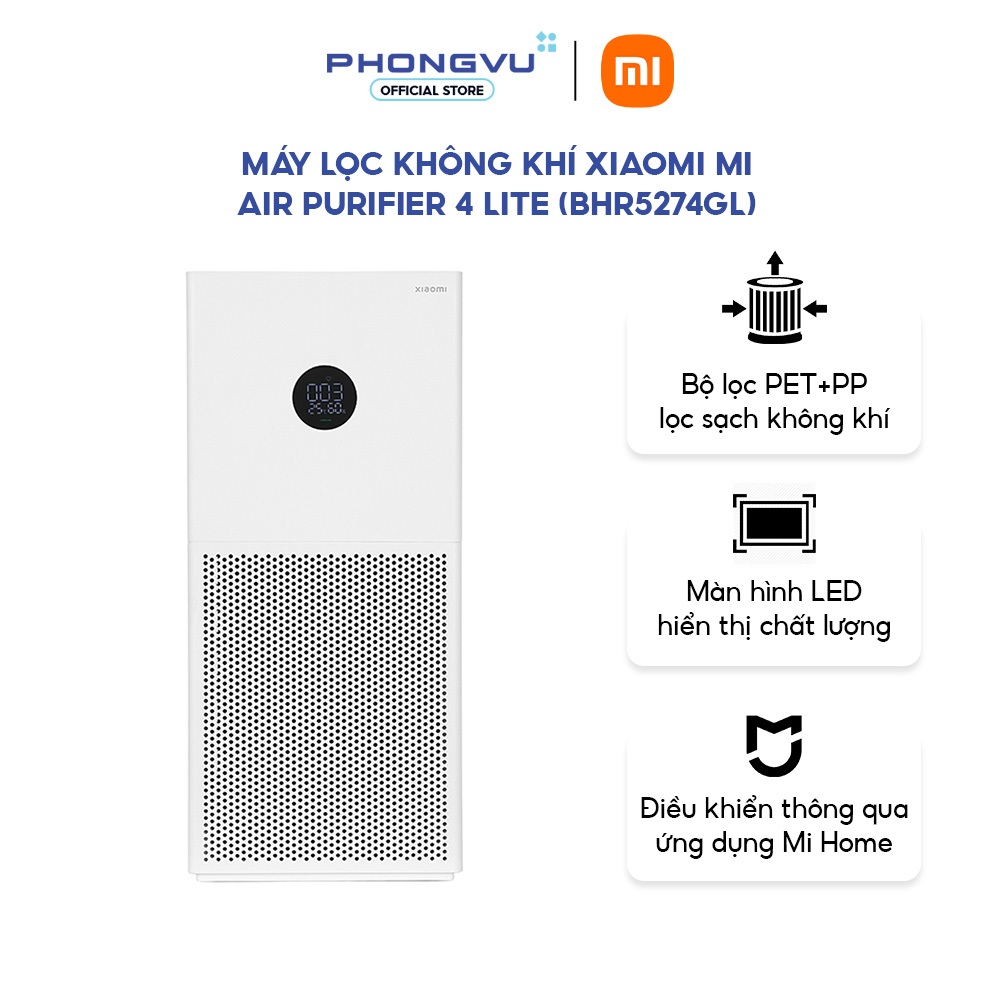 Máy Lọc Không Khí Xiaomi 4 Lite - Lọc Bụi, Mùi, Cho Phòng 25–43m², Tiết Kiệm Điện - Bảo hành 12 tháng