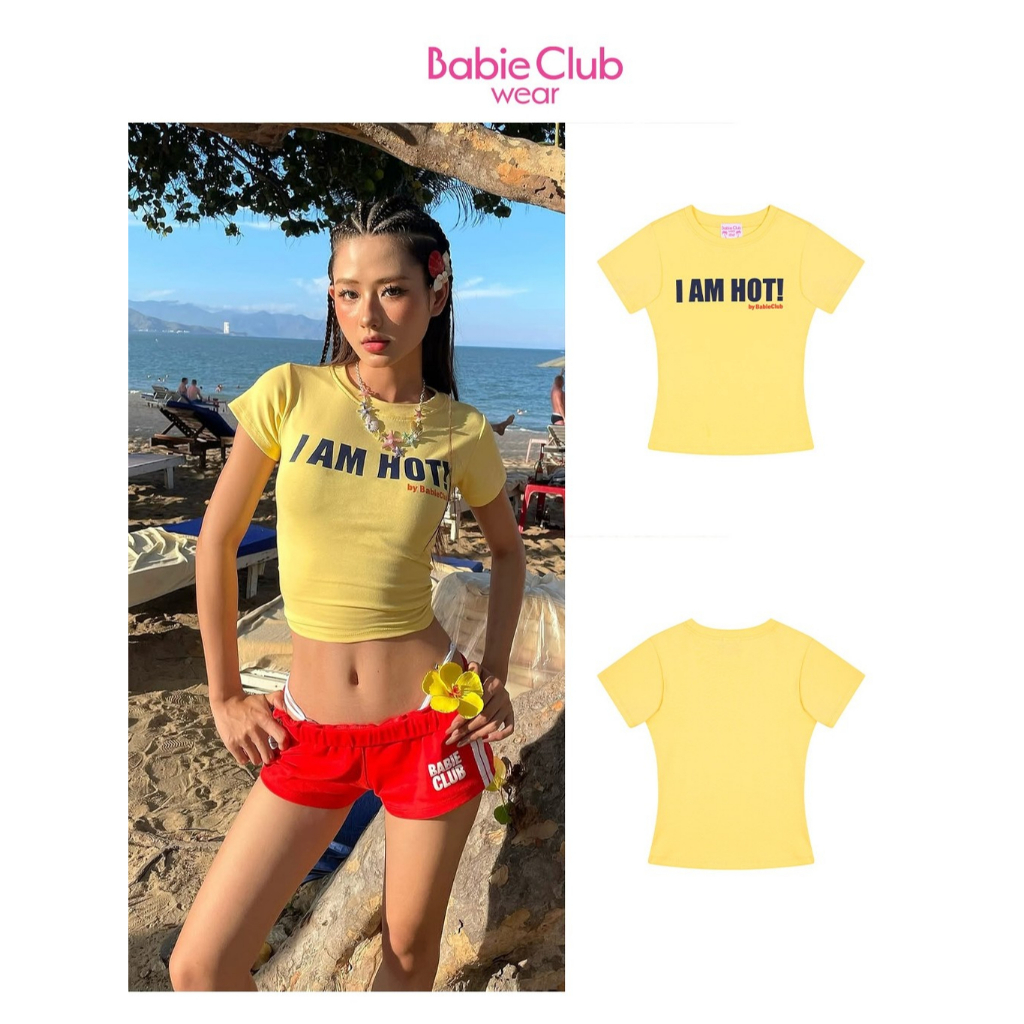 BABIE CLUB WEAR | ÁO THUN NỮ BABY TEE VÀNG - BABIE TEE "I AM HOT"