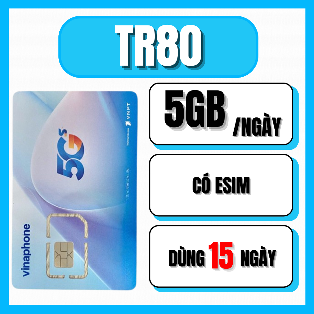 Sim Vinaphone 5G Data Khủng 5GB/Ngày + Nghe Gọi 1000 Phút - Sim Free Sử Dụng 10 - 30 Ngày [Có Esim]