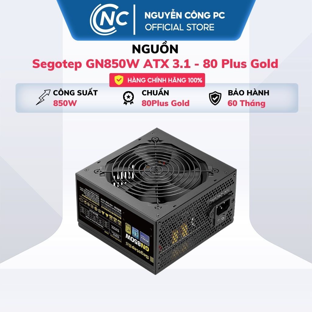 Nguồn Segotep GN850W ATX 3.1- 80Plus GoId - BH 60 tháng