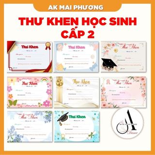 COMBO 50 / 100 Thư khen mix đủ mẫu - khổ A5 - giấy chuyên viết bút máy