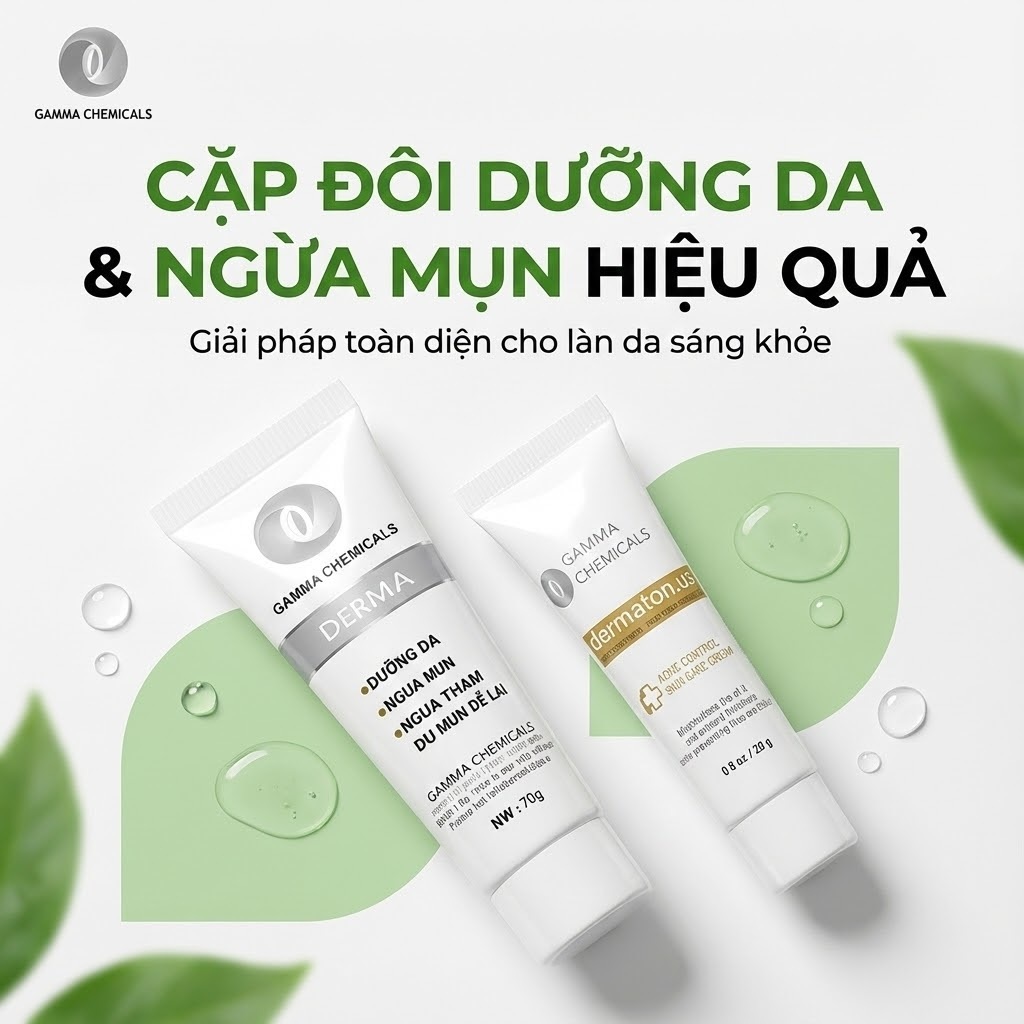 Combo Giảm Mụn Gamma Chemicals (Derma & Dermaton.us) - Mờ Thâm, Ngừa Mụn