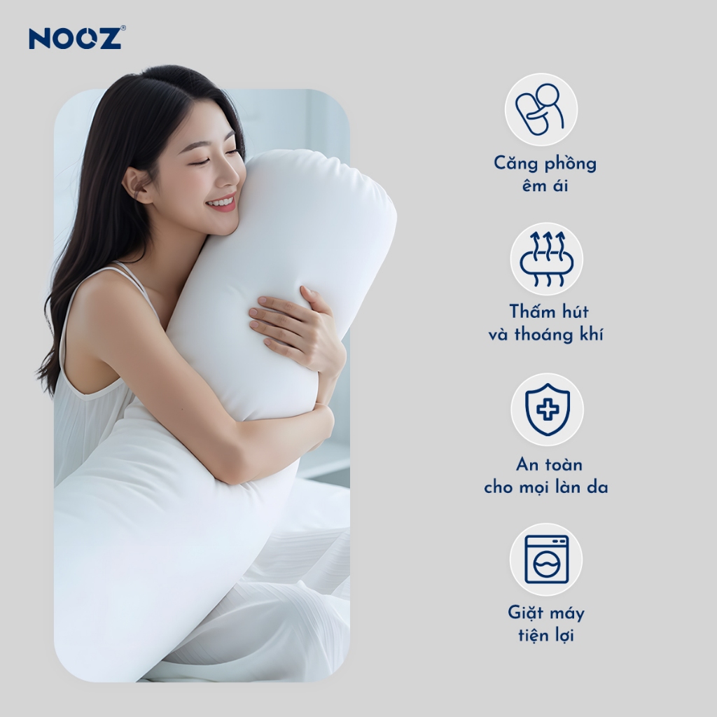 Ruột Gối Ôm NOOZ Gòn Lông Vũ Microfiber Size 37x100cm Êm Dịu Thoáng Khí NOOZ Home Goods Pillow | BigBuy360 - bigbuy360.vn