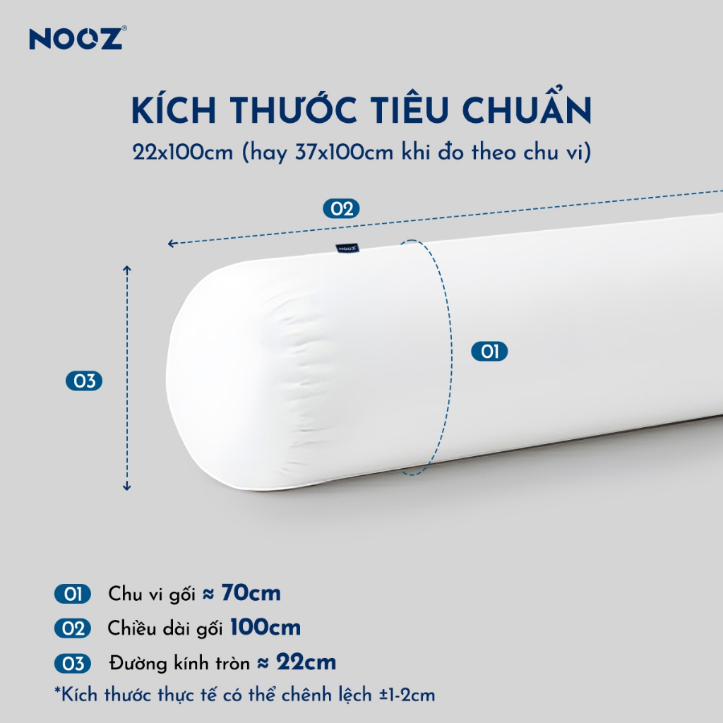 Ruột Gối Ôm NOOZ Gòn Lông Vũ Microfiber Size 37x100cm Êm Dịu Thoáng Khí NOOZ Home Goods Pillow | BigBuy360 - bigbuy360.vn